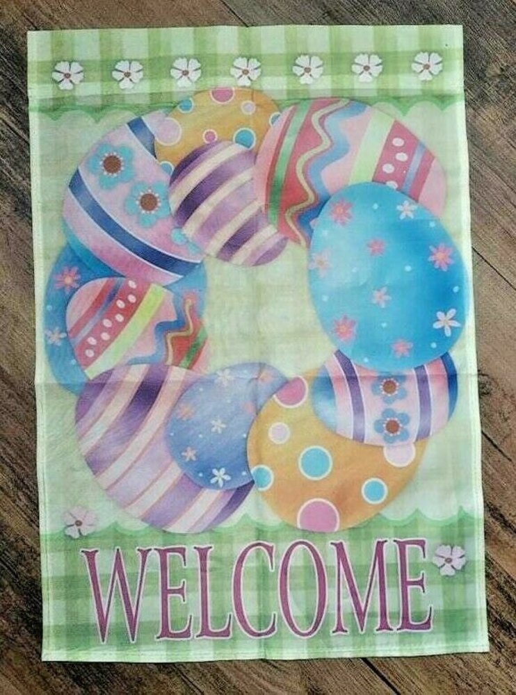 Welcome Easter Egg Yard Flag 12x18